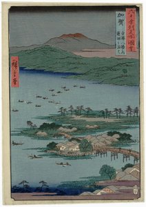Provincia de Kaga: Las ocho maravillas de Kanazawa, Las luces de pesca en el lago Renko de Utagawa Hiroshige
